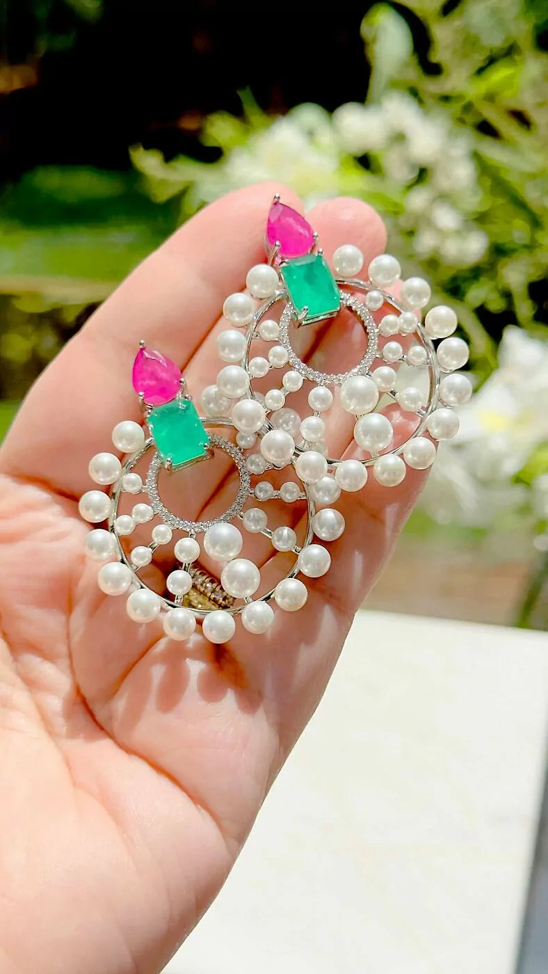 PINK ROUND PEARL EARRING