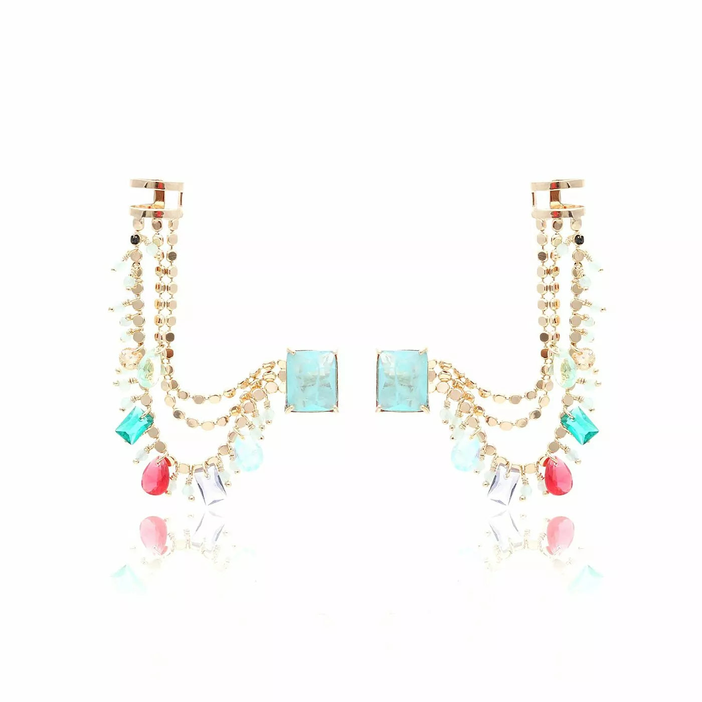 FRINGE LIGHT TOURMALINE EAR CUFF EARRING