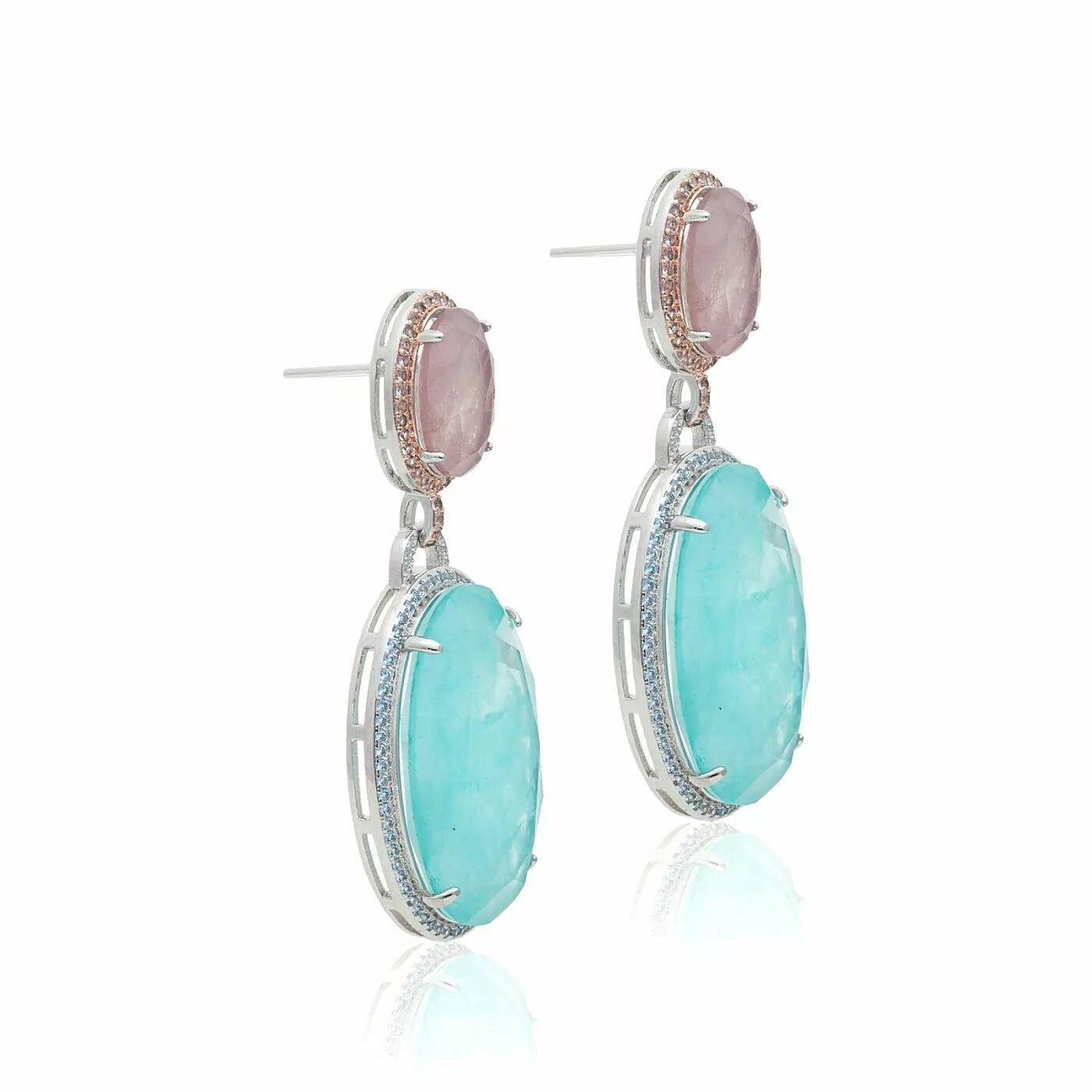 OVAL LIGHT TOURMALINE EARRING