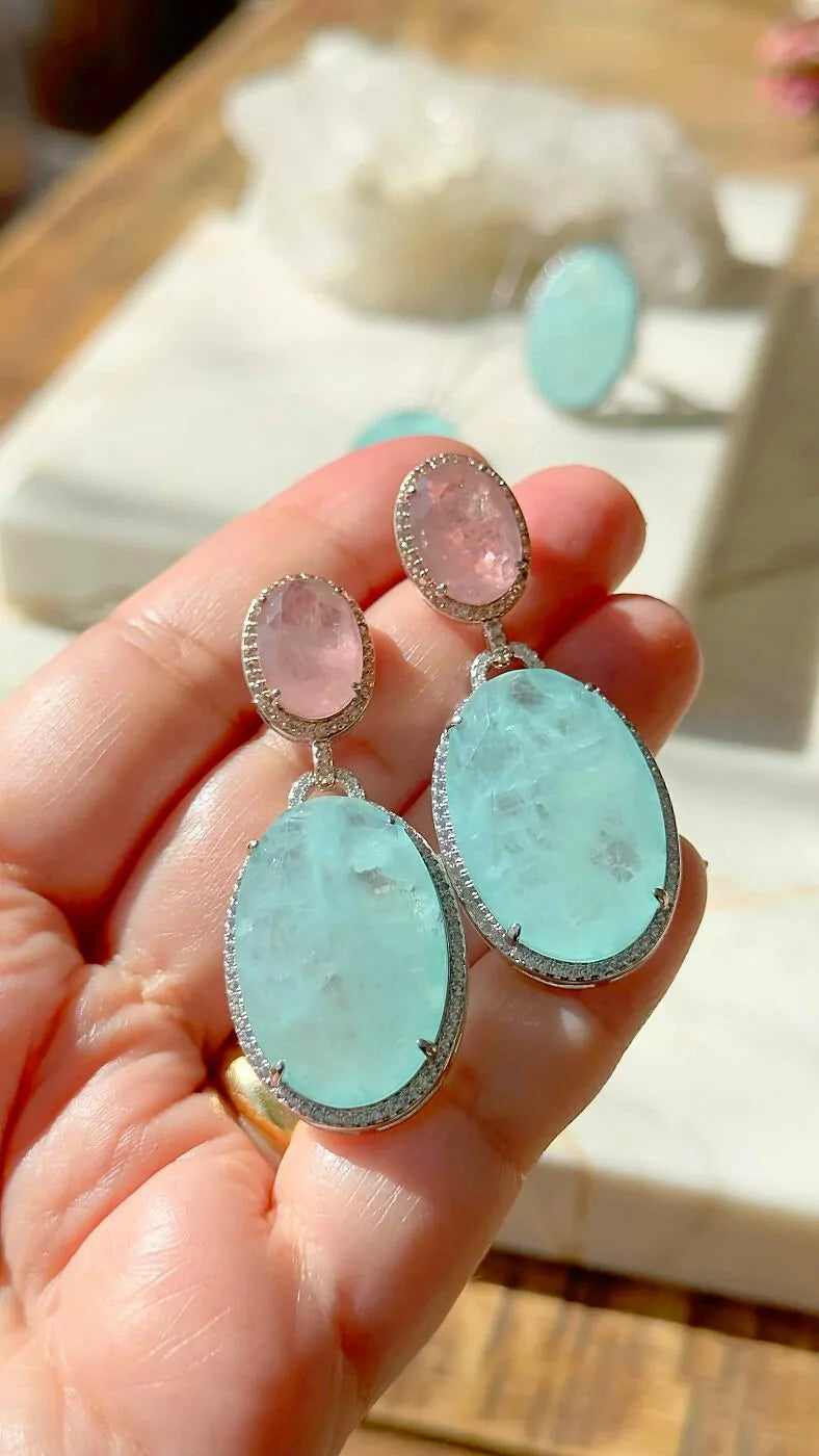 OVAL LIGHT TOURMALINE EARRING