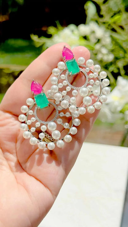 PINK ROUND PEARL EARRING