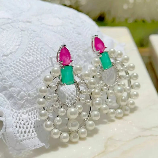 PINK ROUND PEARL EARRING