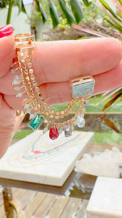 FRINGE LIGHT TOURMALINE EAR CUFF EARRING