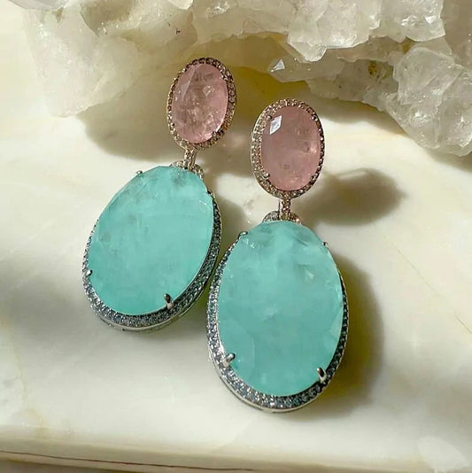 OVAL LIGHT TOURMALINE EARRING