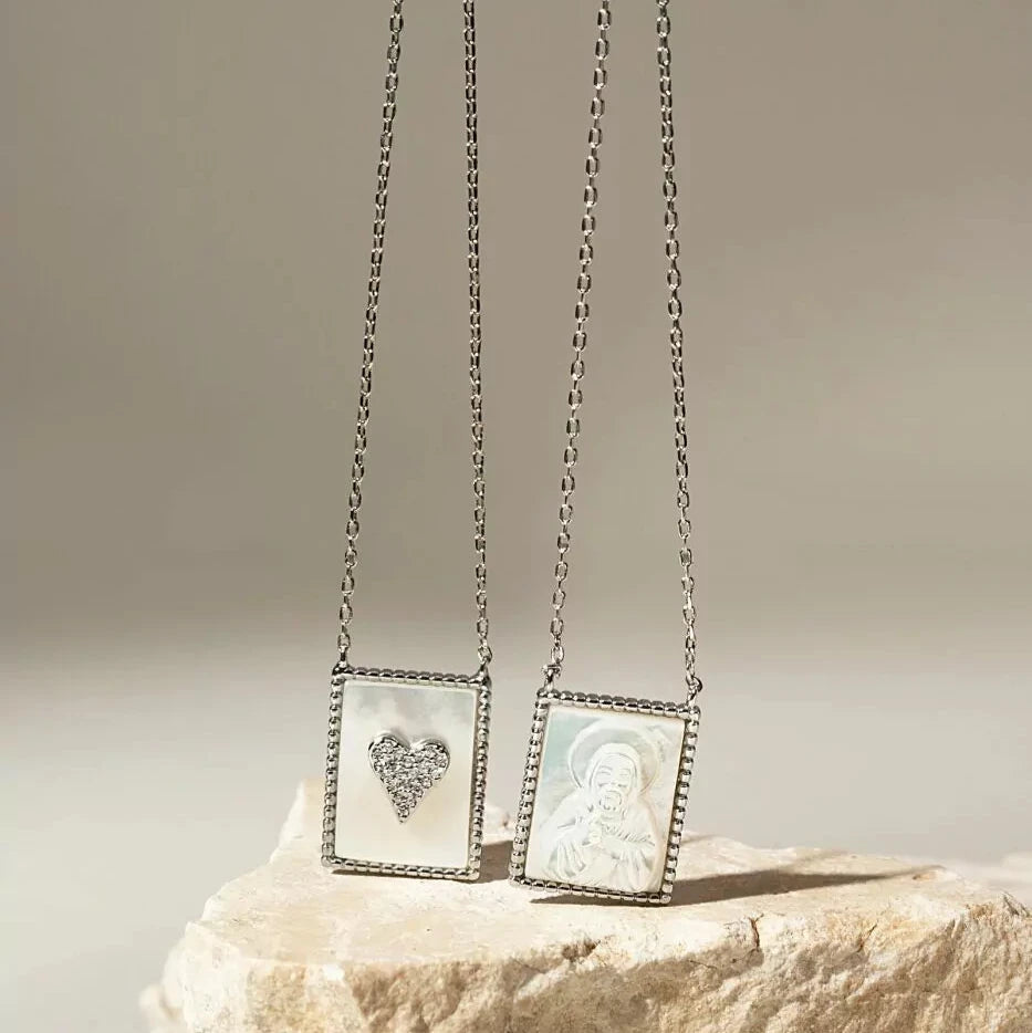 JESUS AND HEART SCAPULAR NECKLACE