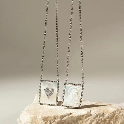JESUS AND HEART SCAPULAR NECKLACE