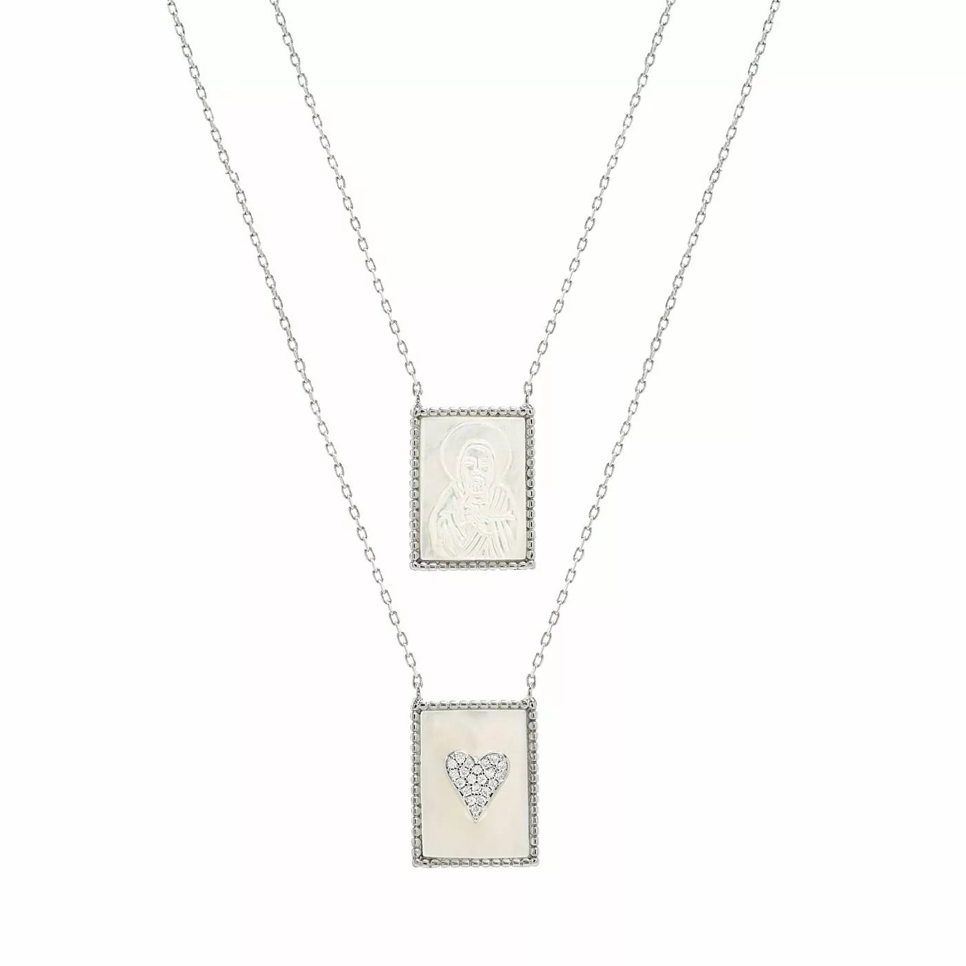 JESUS AND HEART SCAPULAR NECKLACE