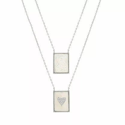 JESUS AND HEART SCAPULAR NECKLACE