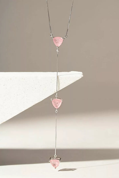 ROSE QUARTZ TRIANGLE NECKLACE
