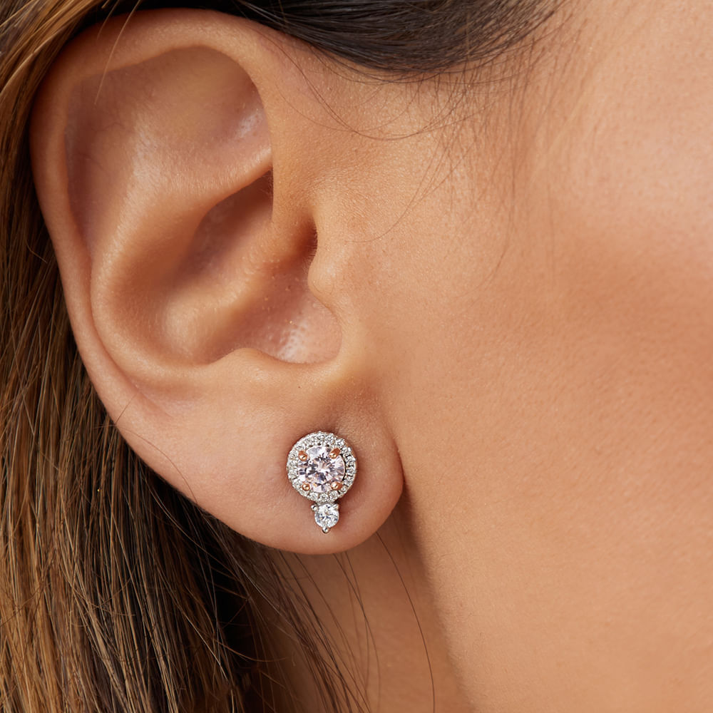 DIAMOND PINK EARRING