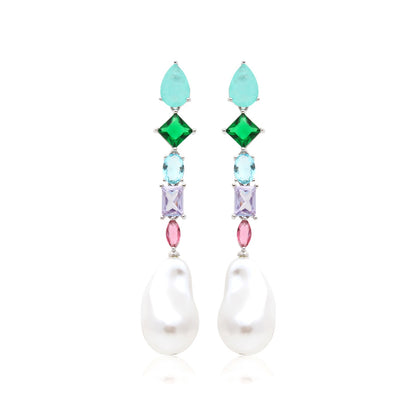 FUSION TOURMALINE PEARL EARRING