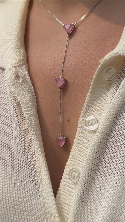 ROSE QUARTZ TRIANGLE NECKLACE
